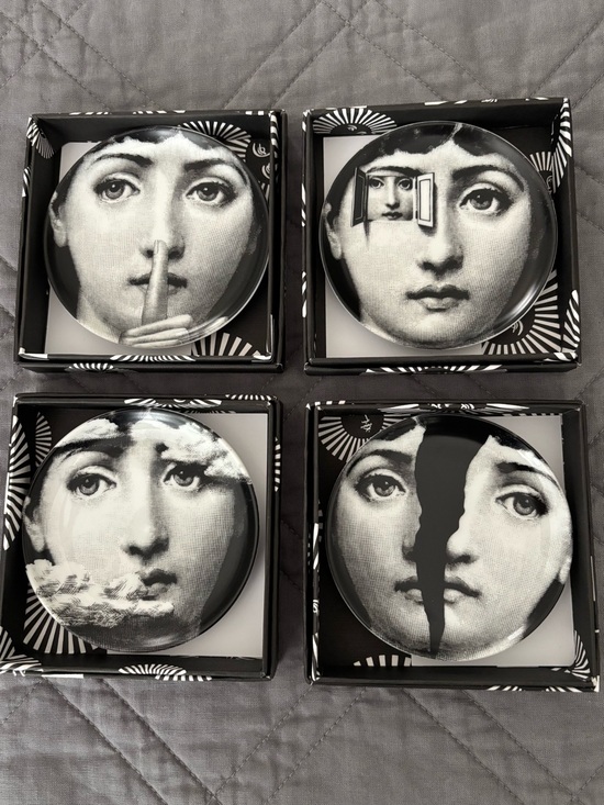Fornasetti Other - Fornasetti Black and White Trinket Dishes with Branded Box 4 pcs